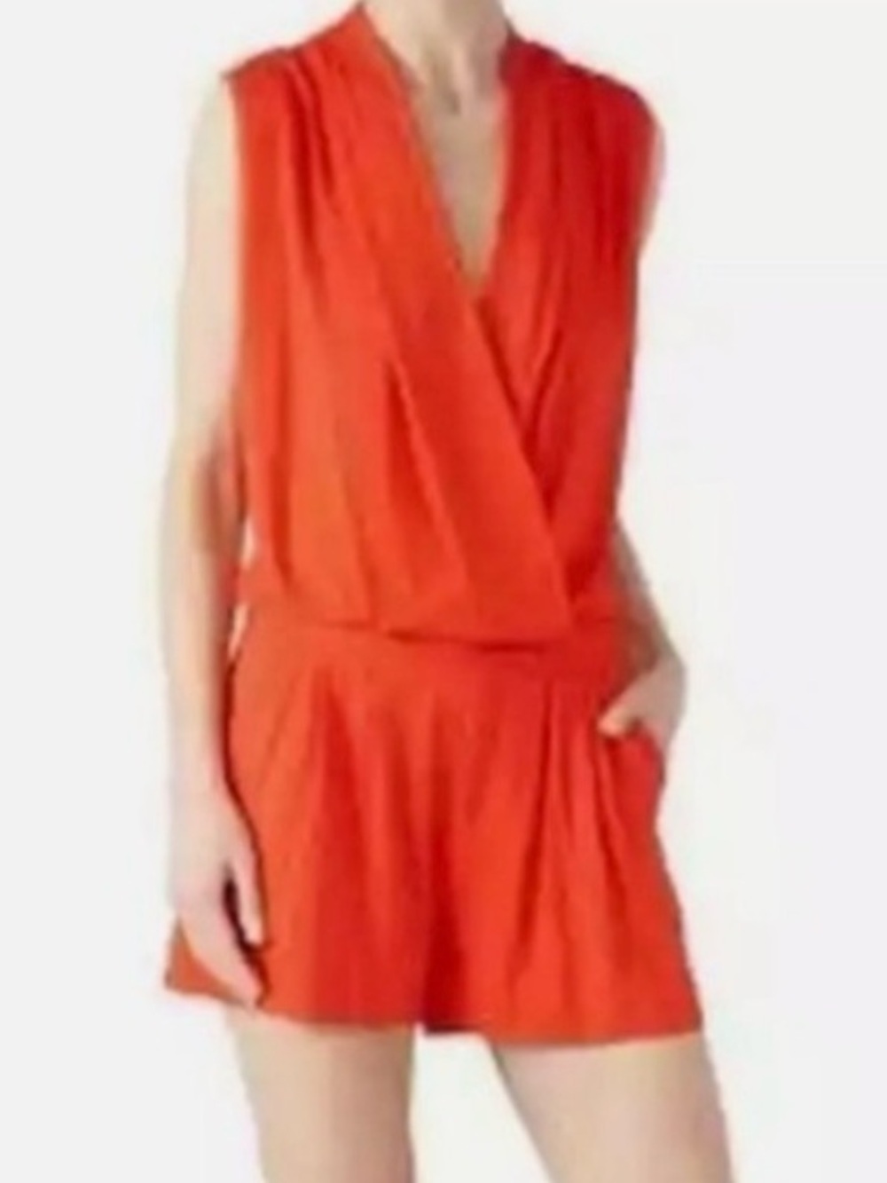Trina Turk Red Deep V Neck Romper size Medium
